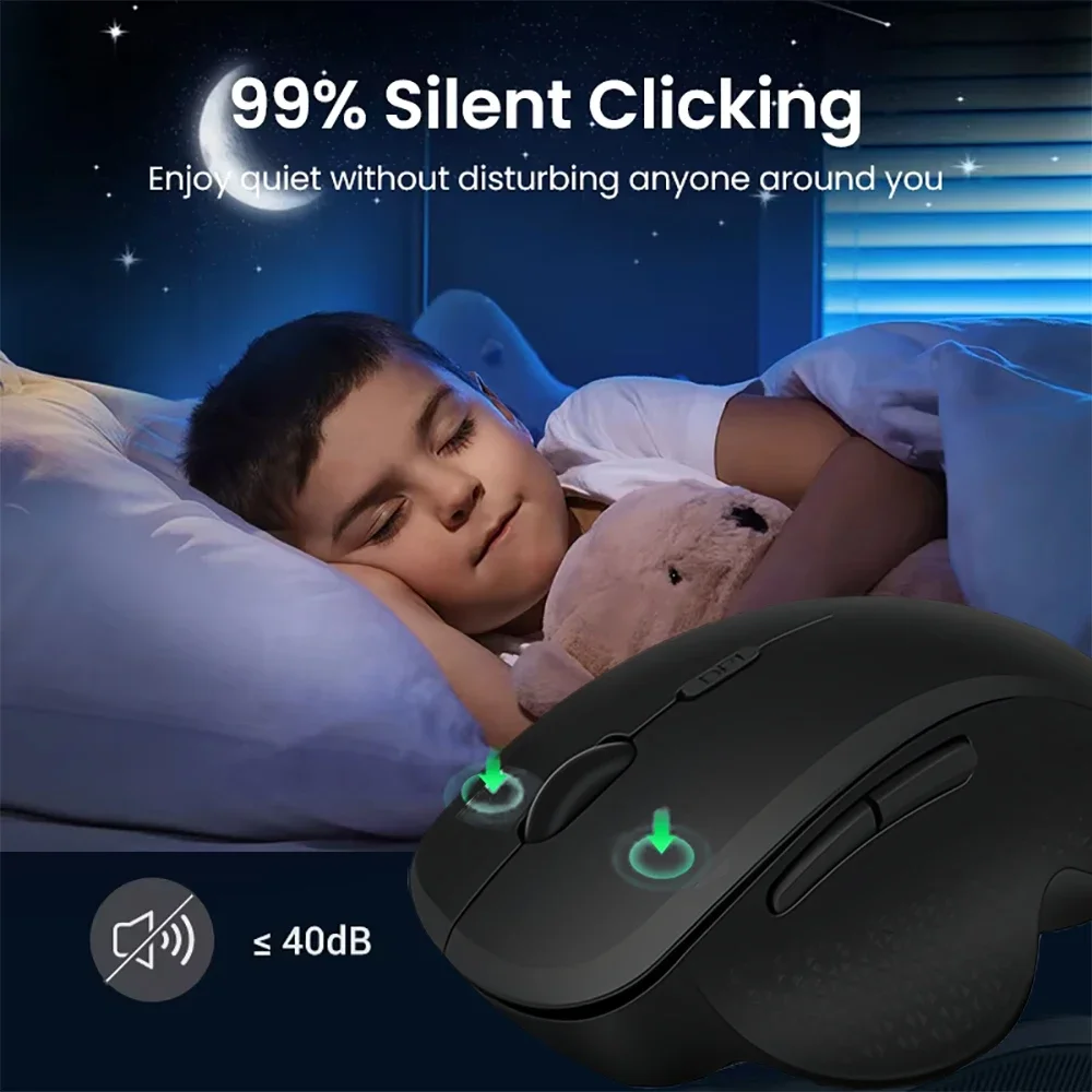 Dual-Mode Bluetooth 5.2 Mouse 2.4G Wireless Mouse  6 Keys Rechargeable Gaming Mouse 1600DPI Optical Mouse For PC Laptop Tablet