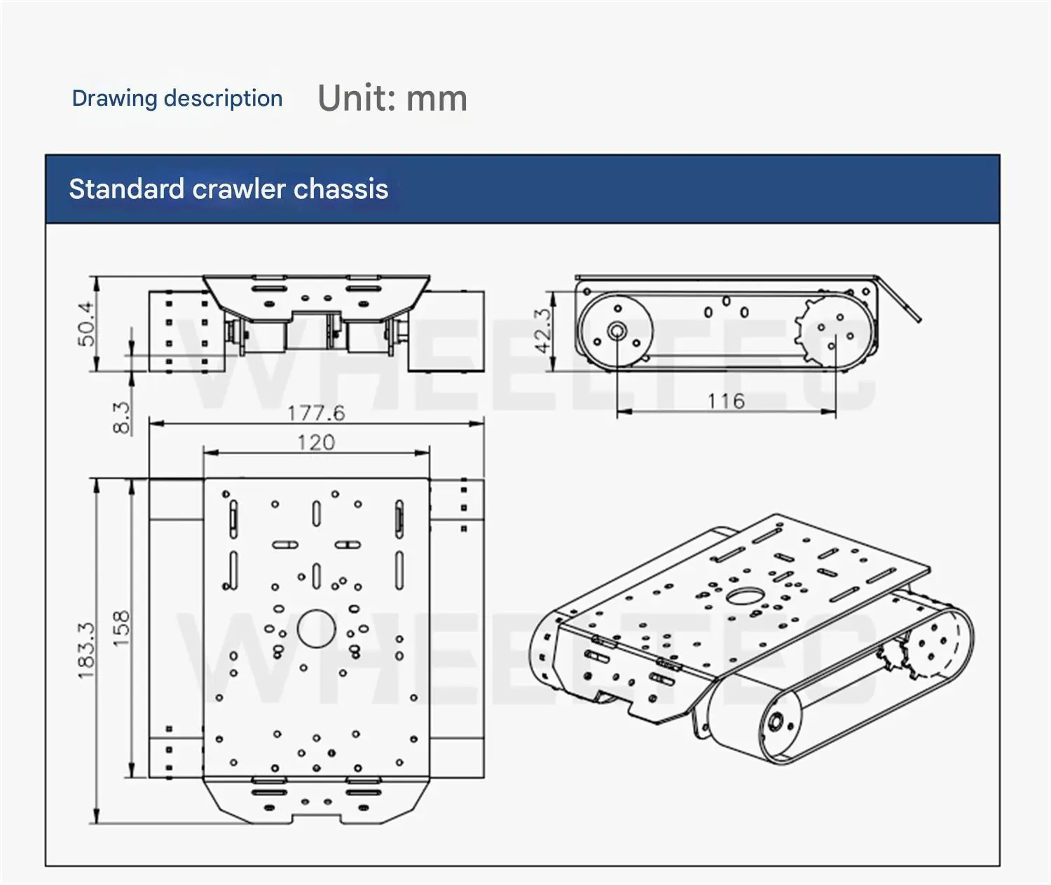 WHEELTEC R3 series crawler vehicle chassis, made of all metal, strong and stable