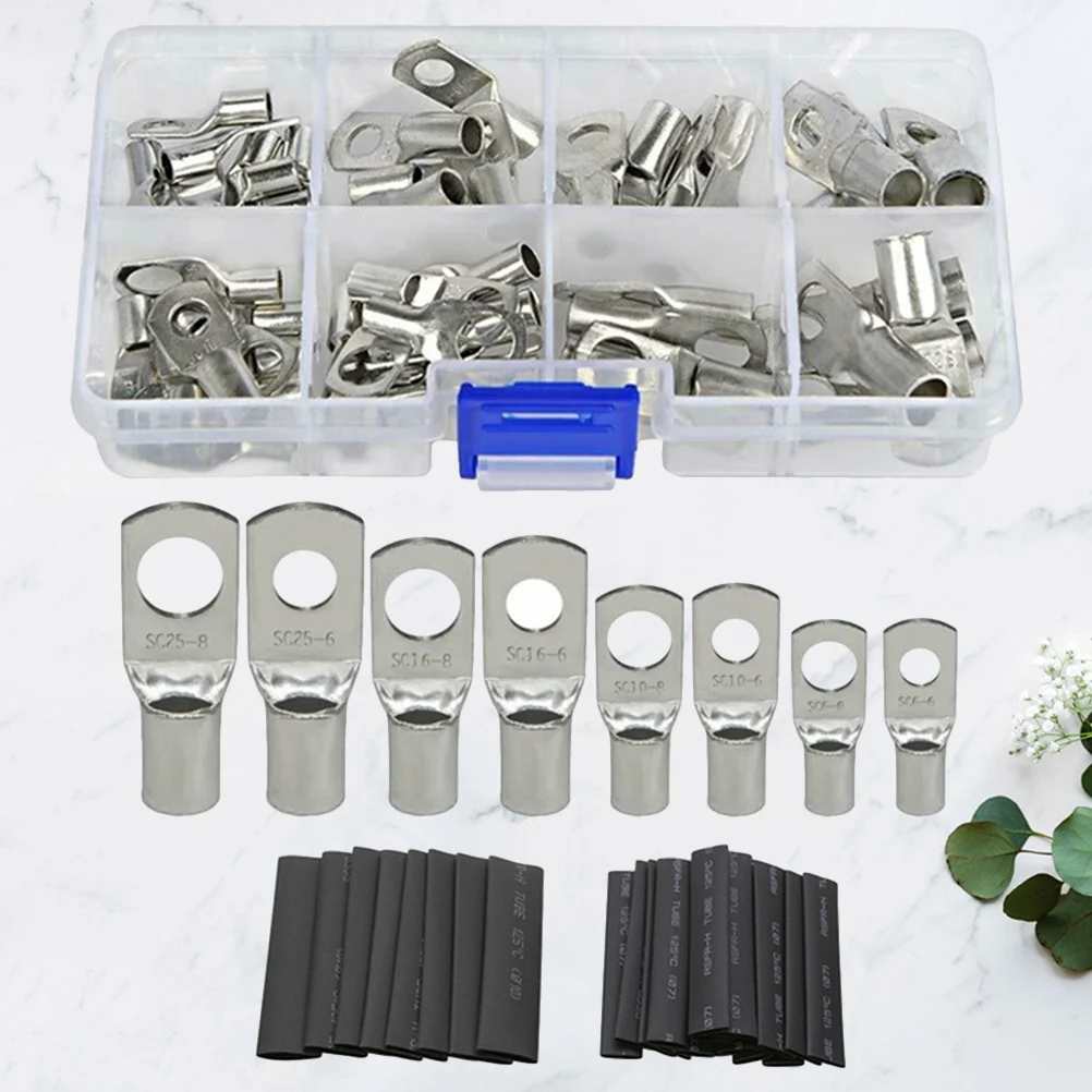

1 Set of 120PCS SC Series Copper Terminal Cable Lug Copper Terminals Heat Shrink Tubing Kit for Home Studio Company