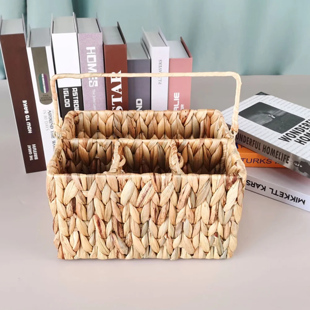 

Woven Storage Basket Knife Rests Tabletop Organizer Weave Stand Spoon Holder For Coffee Bar Compact Cutlery Straw Fork