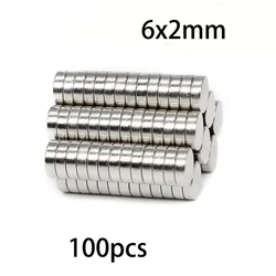 Tiny Neodymium Disc Magnets - Strong Rare Earth Magnets for DIY, Crafts, and Projects (100pcs 6x2mm)