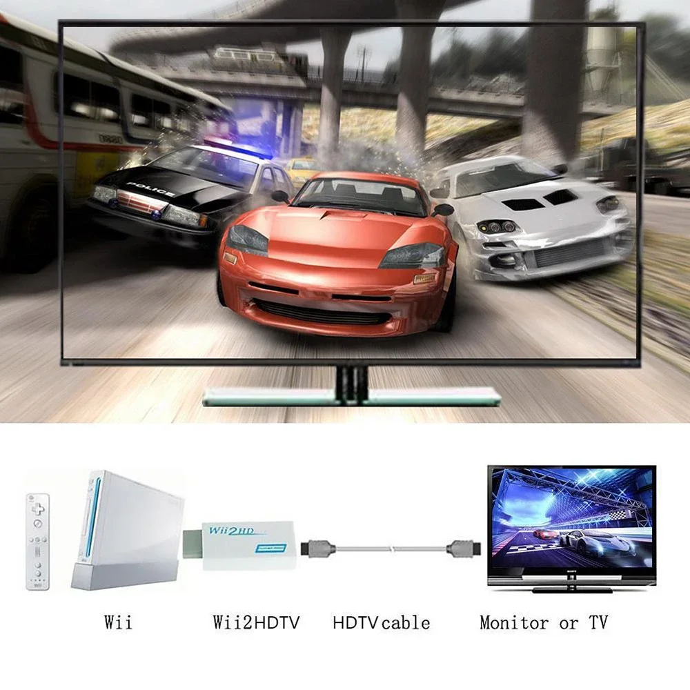 Full HD 1080P Adapter Connector Video Audio For Wii To Hdmi-Compatible Adapter For PC HDTV Monitor 1080P Wii2 To Hdmi Converter