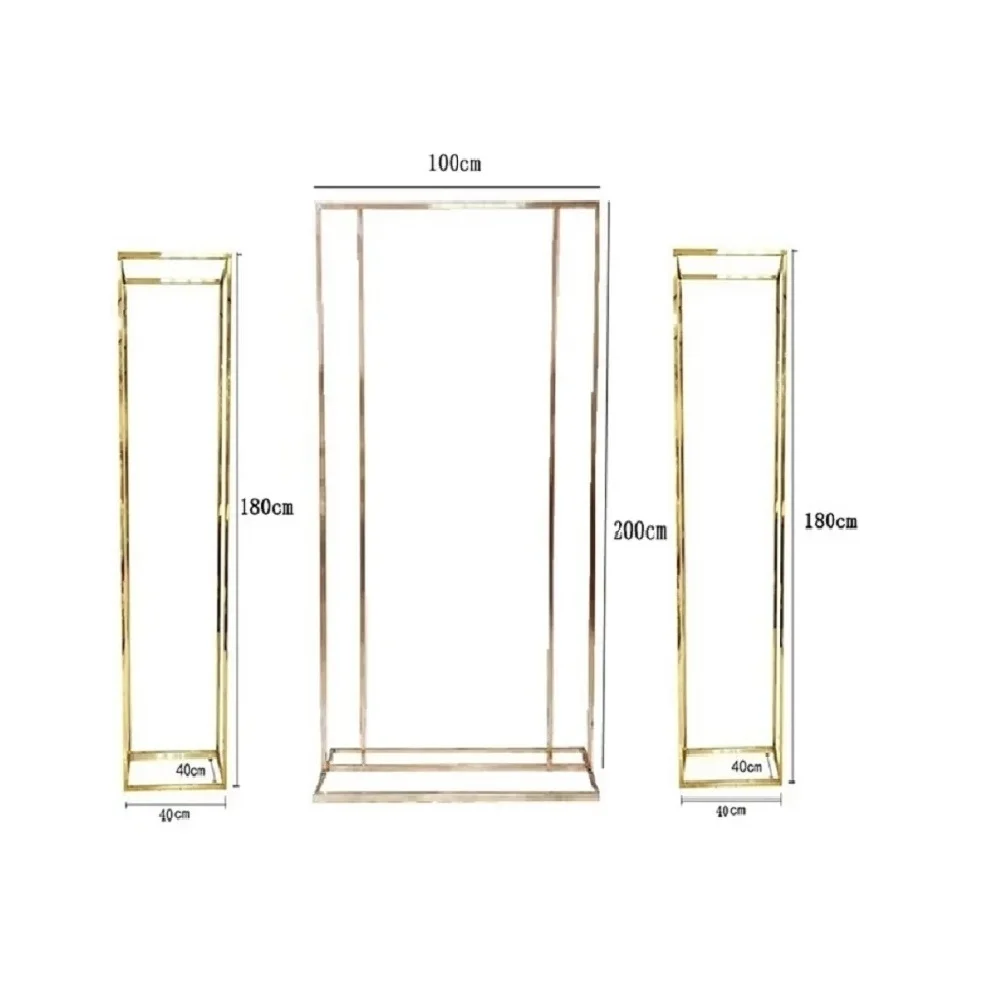 

Luxury Wedding Arch Square Gold Plating Pillar Balloons Floral Stand For Wedding party Backdrop Birthday Stage Backgroun