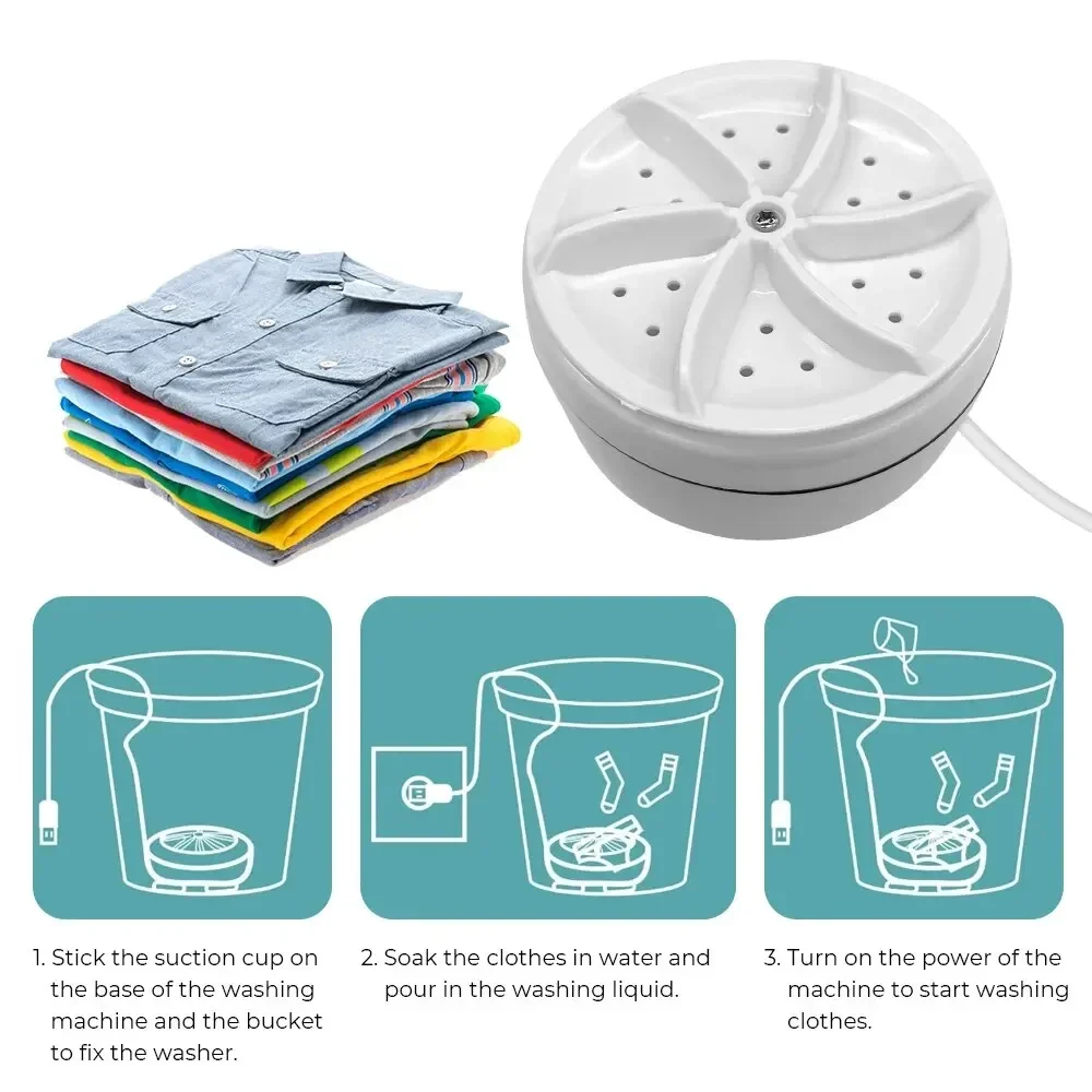 Mini Washing Machine USB Rotating Turbine Portable Washing Machine For Socks Underwear Wash Dishes For Travel Home Business Trip 3