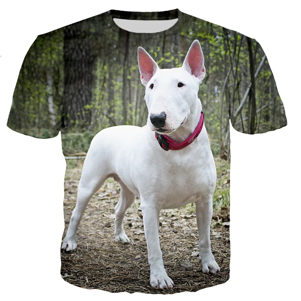 Funny Bull Terrier 3d Print Cute Dog Pattern Men Ladies Kids Haruku T Shirt Street Breathable Lightweight Summer Sports989_voghion.com
