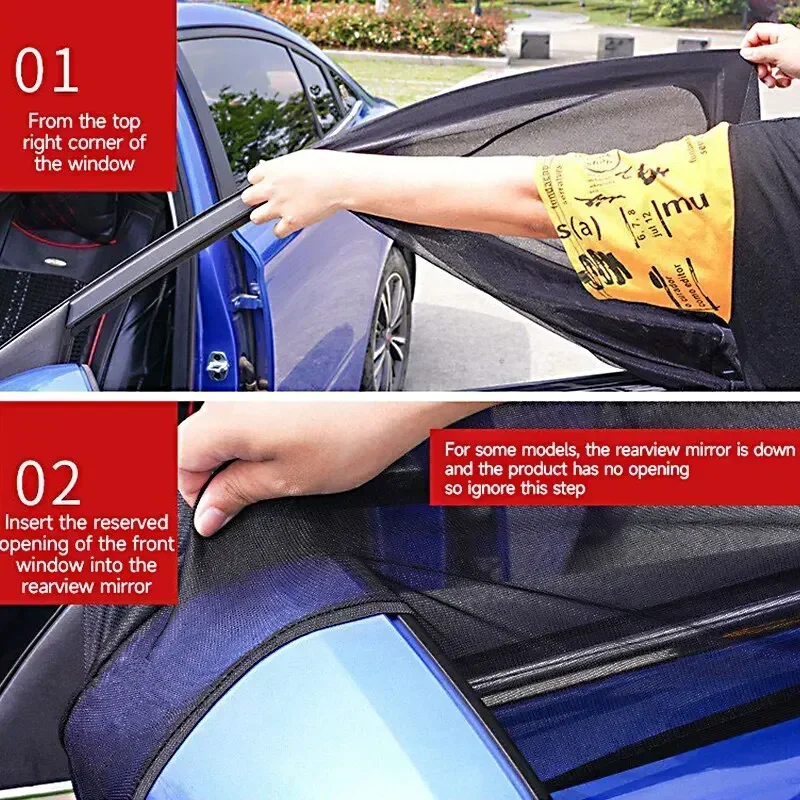 자동차 창문 스크린 문짝 커버, 전면 후면 측면 창문 선샤인 커버, 쉐이드 메쉬 자동차 모기장, , 어린이 캠핑용