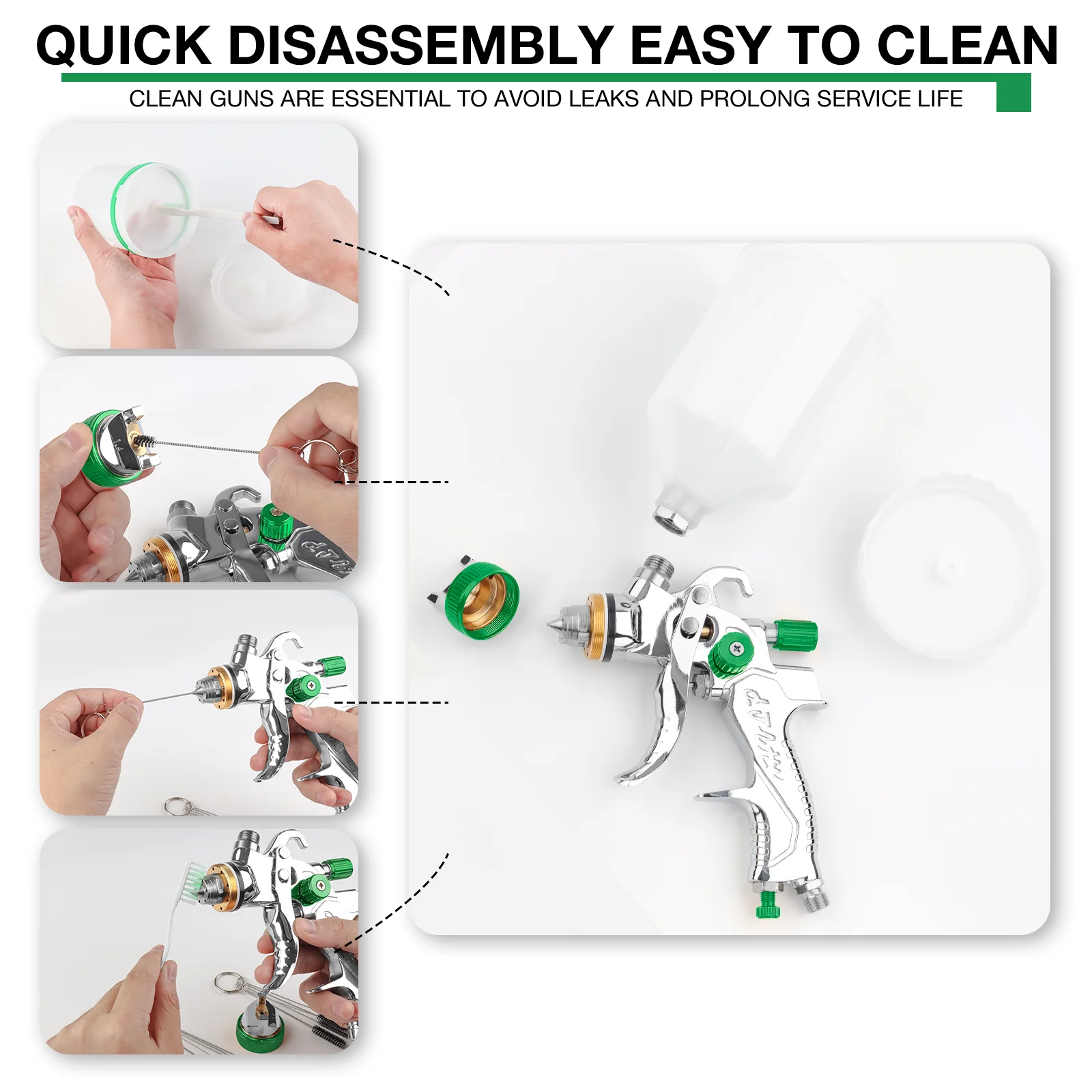 1.4/1.7/2.0/2.5mm HVLP Professional  Spray Gun Nozzle Gravity Airbrush For Car Painting Home Portable Pneumatic Tools 6
