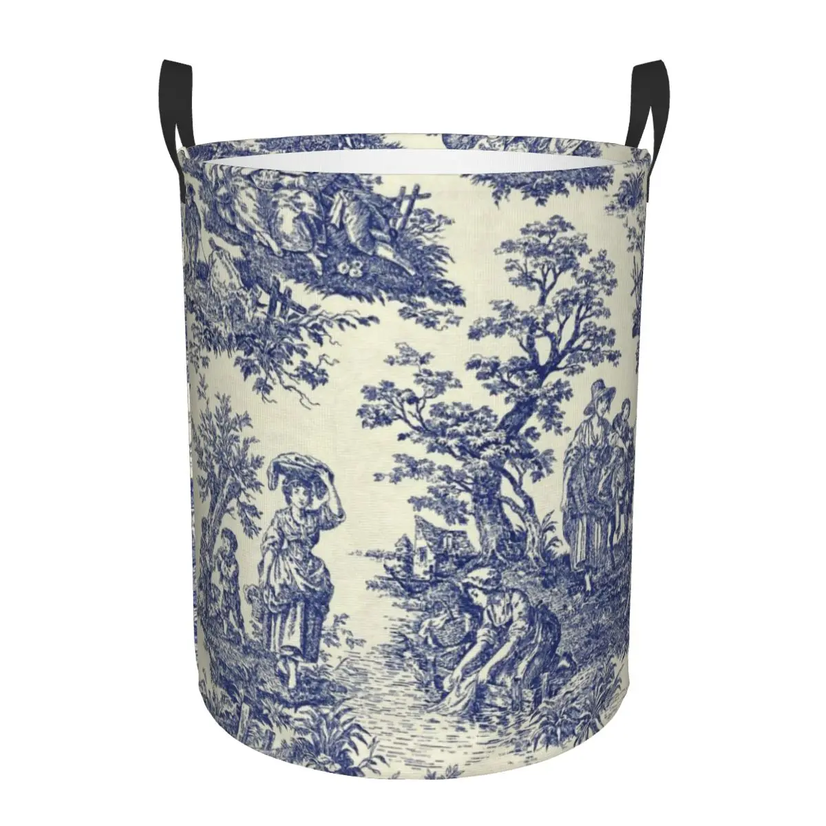 Toile De Jouy Cesto Portabiancheria Blu Cesto Portaoggetti Per Vestiti Di Grandi Dimensioni Francese Blu Navy Motivo Giocattoli Bin Organizer Per Raga