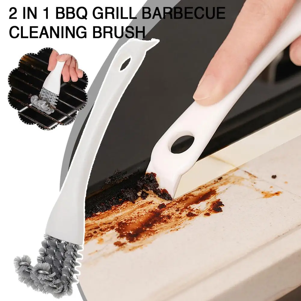 

2 In 1 Bbq Grill Barbecue Cleaning Brush V Shaped Hooked Grill Kitchen Gadget Net Baking Tray Scraper Multifunctional Oven X0h0