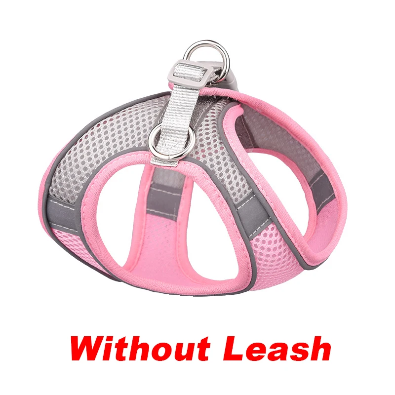 Pet Harness Vest With Leash Reflective Nylon Dog Cat Harness Collars Breathable Adjustable Chest Strap For Small Dogs Chihuahua pink dog collar Dog Collars