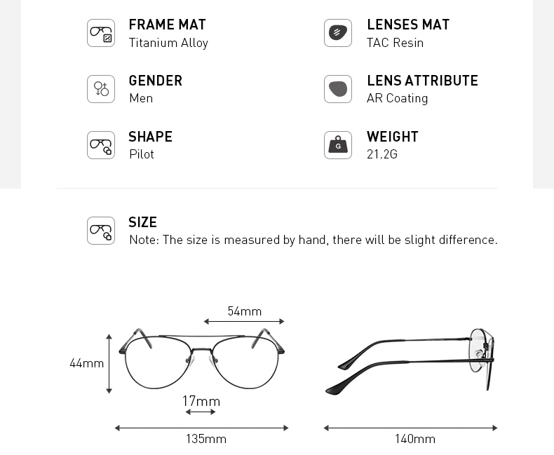MERRYS DESIGN Klassische Pilot Brillengestelle Für Männer Frauen Titanlegierung Optische Brillen Männliche Luxus Brillengestelle S2456 – Detail 3