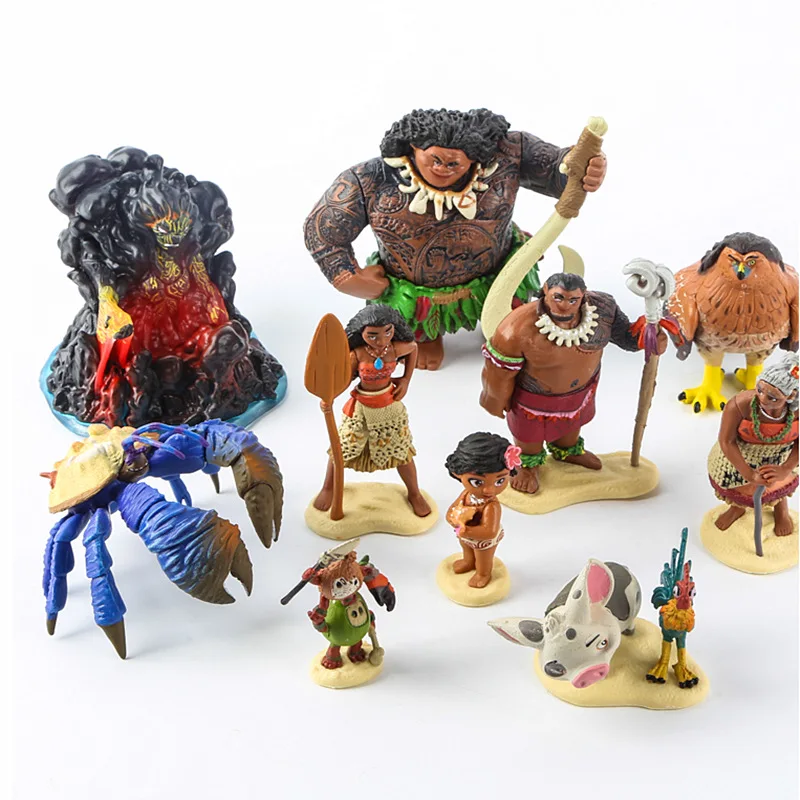 

10 Pcs/Set Disney Moana Action Figure Toys Maui Gramma Tala Tui Tamatoa Heihei Rooster Pua Pig Hawk Pvc Model Children Dolls