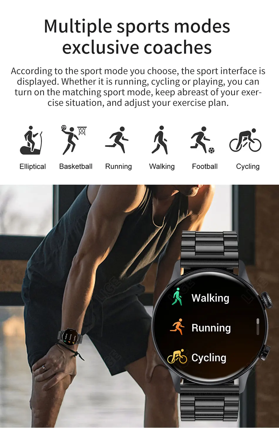 LIGE NFC Bluetooth Call Smartwatch Men 1.3 inch AMOLED 360*360 Screen Support Always On Display New Smart Watch Password Unlock
