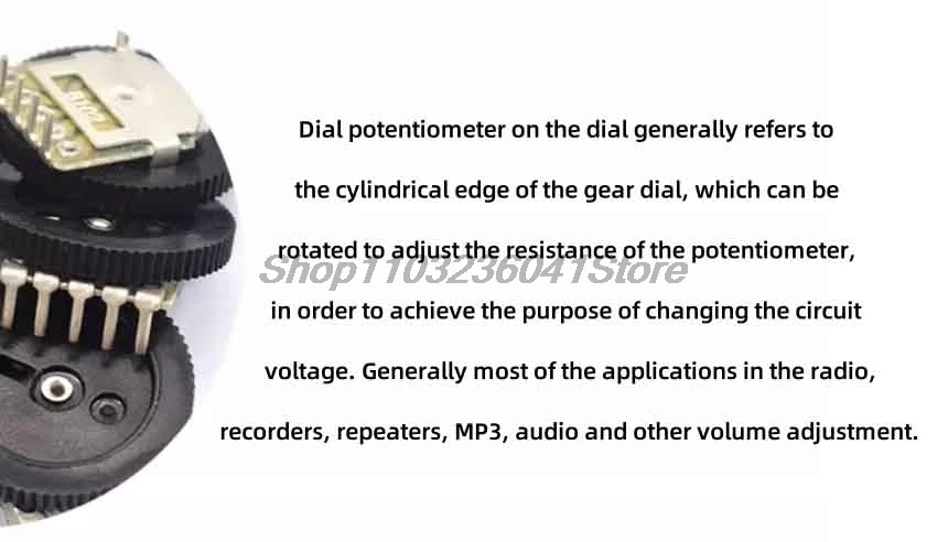 10 stücke 3pin 5pin tuning potentiometer B102 B103 B203 B503 B202 B502 B104 1K 10K 20K 50K 16*2 Getriebe Zifferblatt Potentiomer lautstärke schalter – Detail 1