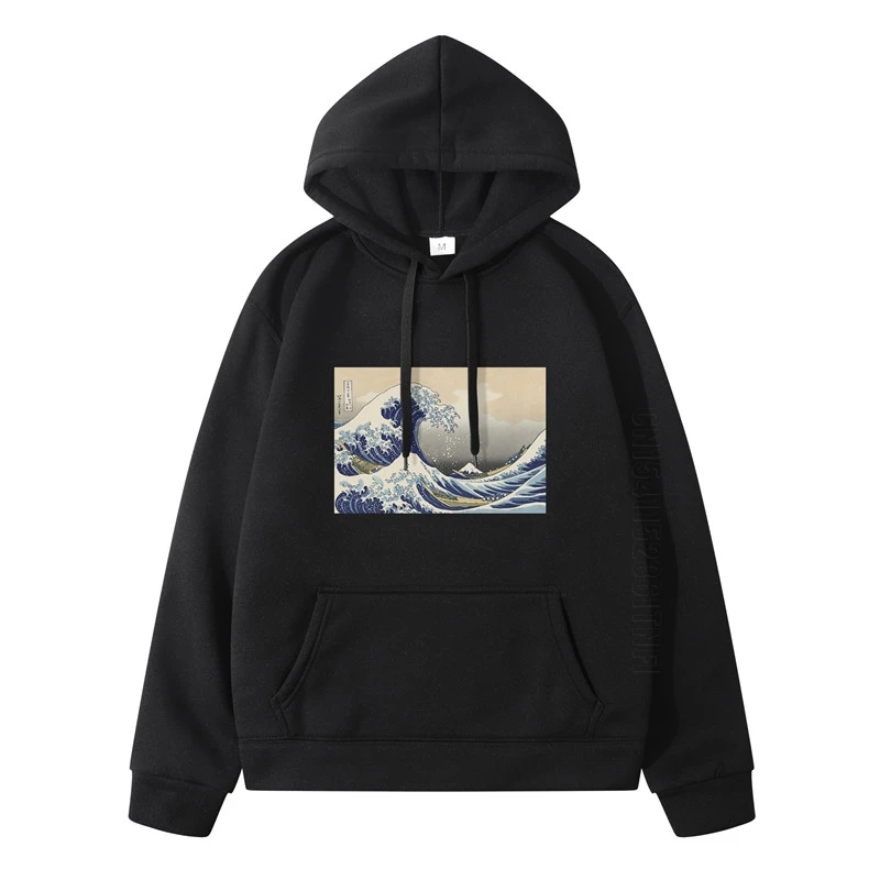 

Japan World Float Wave Print Harajuku Hoodie Fall Japanese Style Men Women Hip Hop Daily Casual Sweatshirt S-3XL