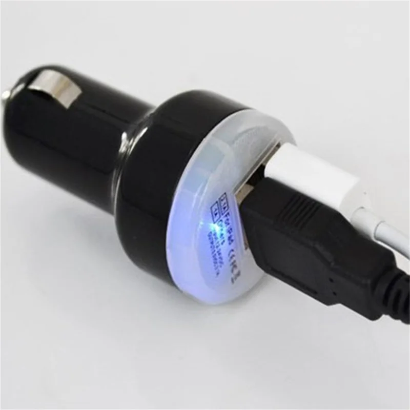 White Double Port USB Car Charger For iPhone Samsung