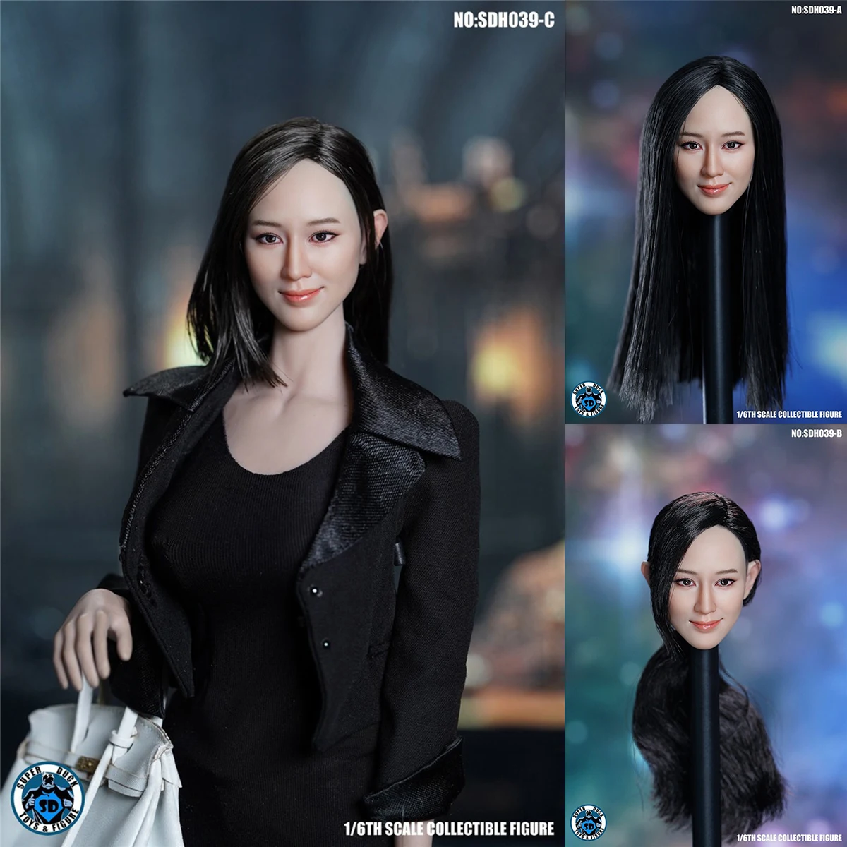 

In Stock SUPER DUCK SDH039 1/6 Ning Chang Asian Beauty Head Sculpt Model Fit 12'' TBL Female Soldier Suntan Action Figure Body