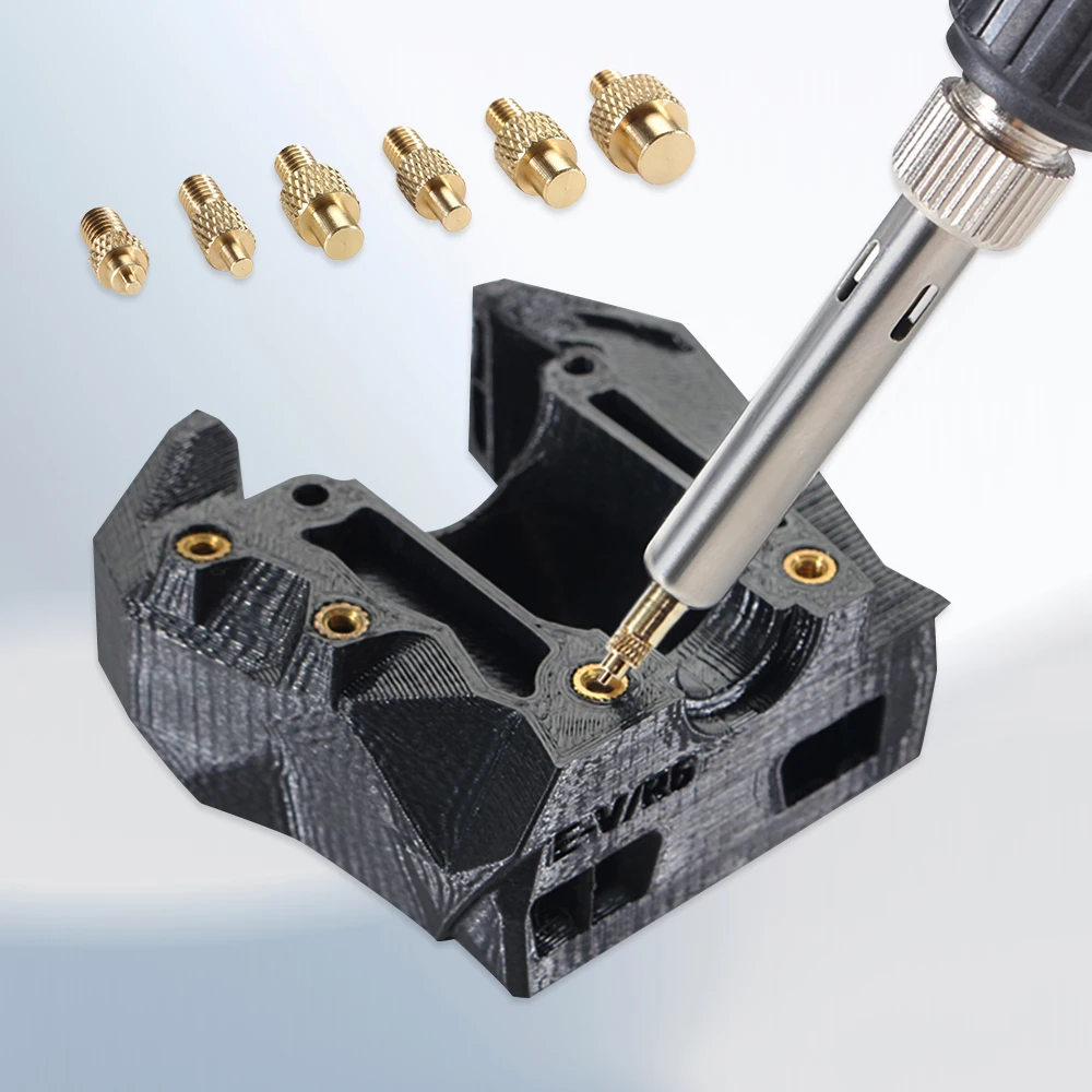 Latão Calor Inserir Porca Ponta de Ferro Embutido Kit Ferramenta de Inserção Quente para Peças de Impressora 3d Solda de Plástico Ponta m2 m3 m4 m5 m6 m8 - Imagem 4
