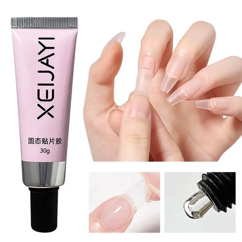 30g Solid Nail Glue For Fake Nails Long Lasting Clear Solid Nail Stick Gel Rhinestones Gems Glue Extension Gel nail glue