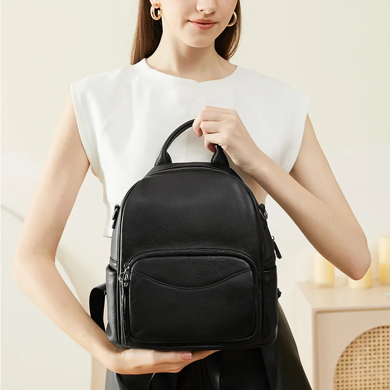 New Women's Leather Large Capacity Backpack Fashion Casual Versatile Travel Soft Backpack