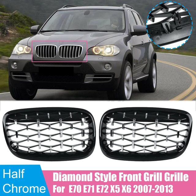 Auto Diamant Grills Front Nierengrill Chrom Mesh Gitter Auto Zubehör für  BMW E70 E71 E72 X5 X6