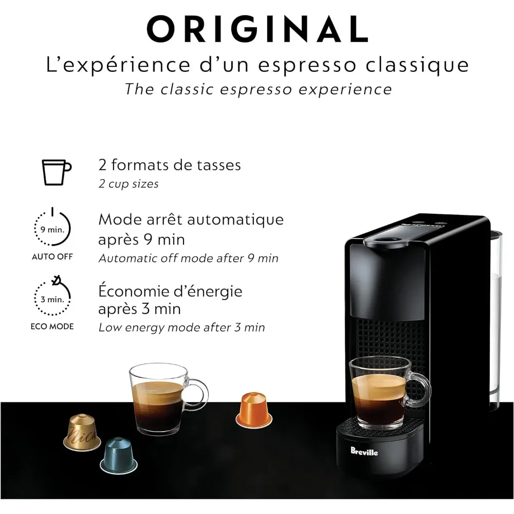 Essenza Mini Espresso Machine Italian Coffee Machine 0.6 Liters Piano Black Coffee Makers of Capsules Maker Capsule Kitchen Home