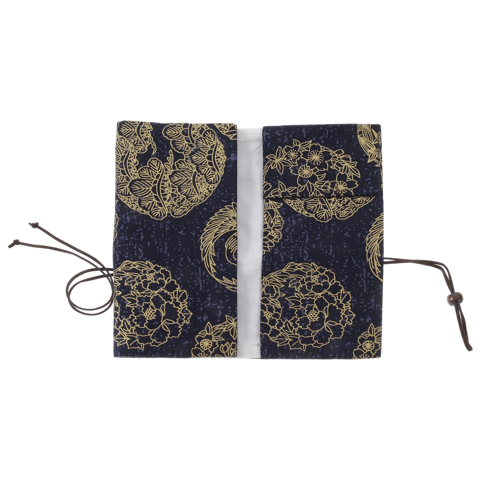 

Ink Blue Dyed Patchwork Fabric Book Cover Protector Decorative Adjustable Stylish Vintage Decorate Cloth Sleeve for Student