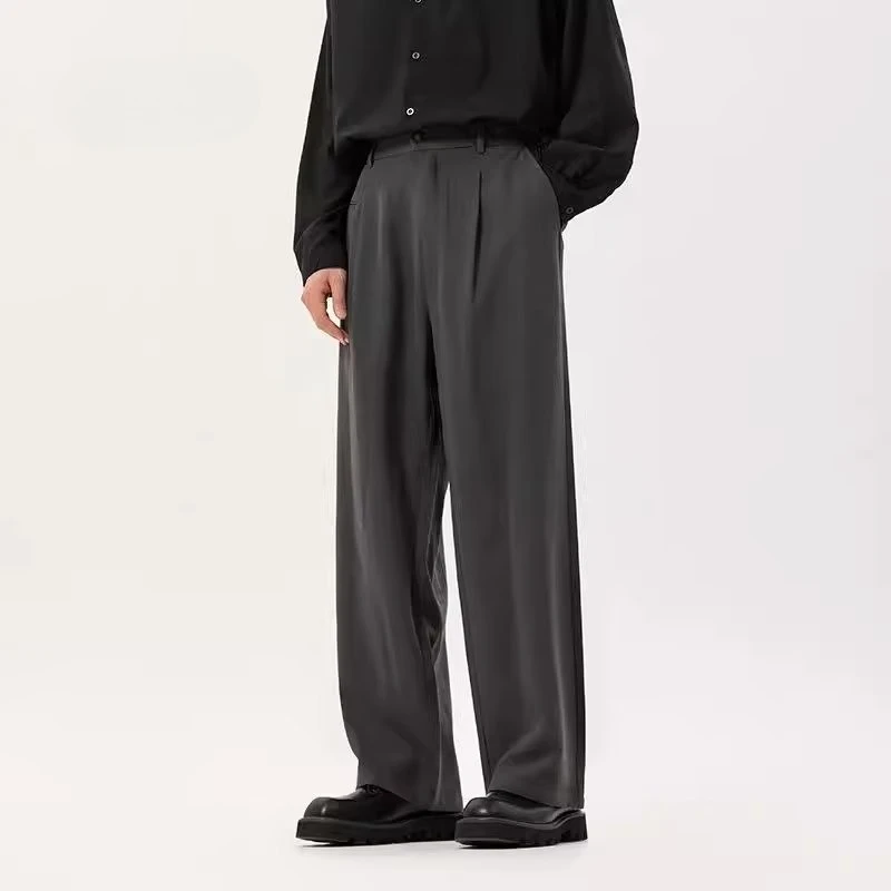 AL Yoga Pants for Men Brown Pants Casual Loose Wide Leg Western Pants for Men's Retro Solid Color Versatile Comfort Straight Leg