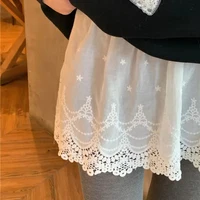 Sous-jupe en dentelle brodée à fleurs, jupe courte de sécurité en maille anti-transparence, style coréen Y2K, mini-jupe courte douce pour filles 3