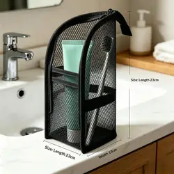Breathable Mesh Travel Toiletry Bag with Stand - Up Design and Storage Pockets (A3)
