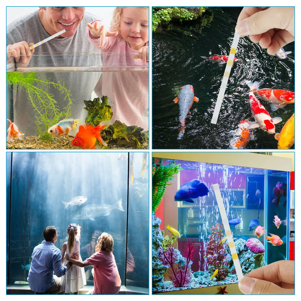 100/200Pcs Aquarium Test Strips Multi-in-1 pH Test Strips Kit Freshwater Saltwater Aquarium Water Papers Pond Fish Tank