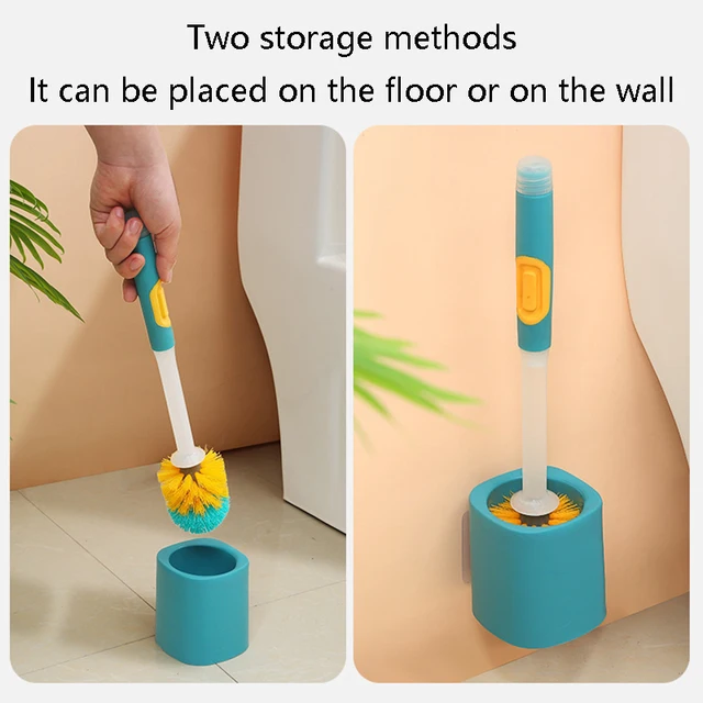 Hosszú Fogantyú Hozzáadása Mosószer Wc-Kefe Gyors Elvezetés Tiszta Szerszám Falra Szerelt Gumi Kefe Padló Padlóval Állított Fürdőszobai Kiegészítők Készlet - Image 6