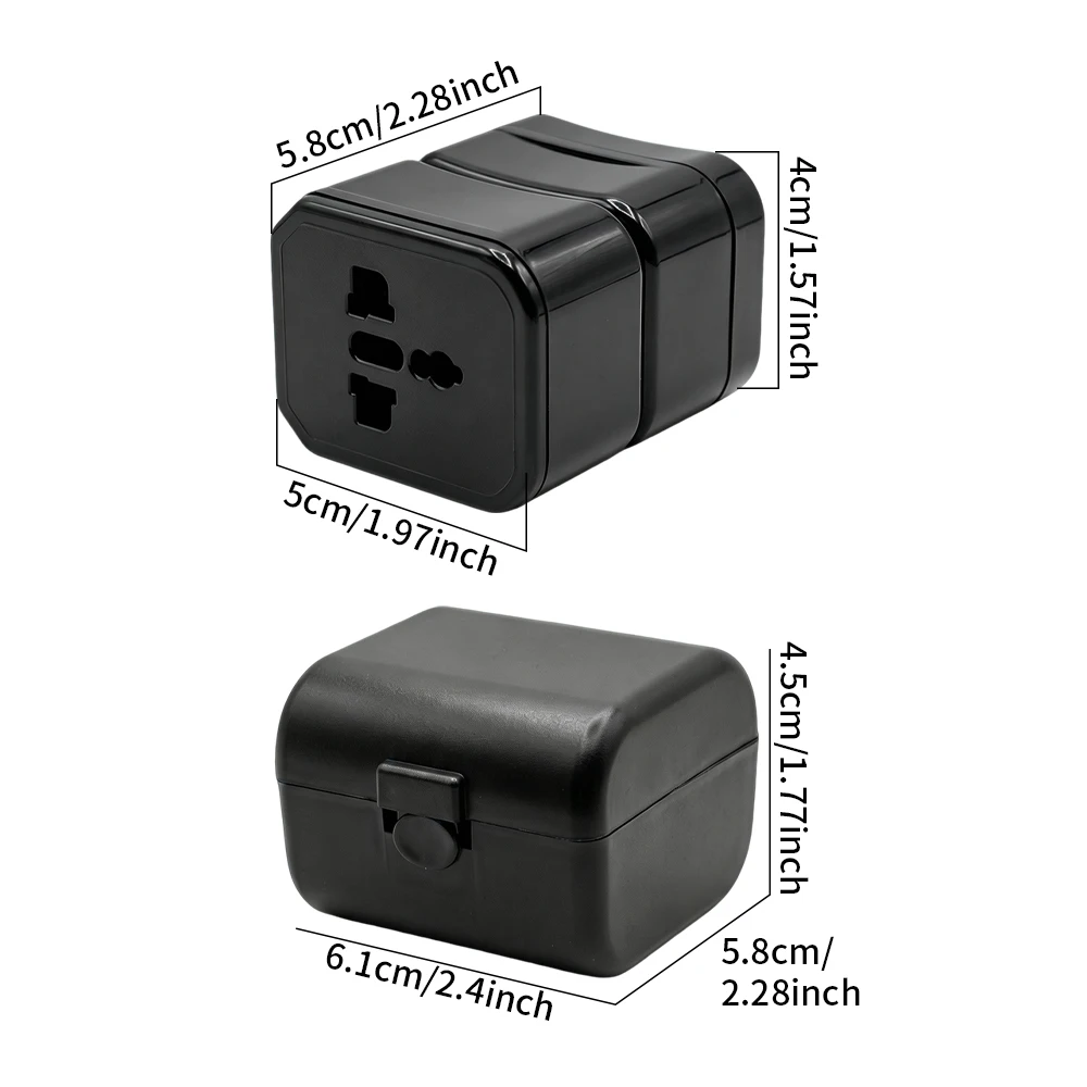 Universal Multi-Standard Travel Adapter with Storage Box