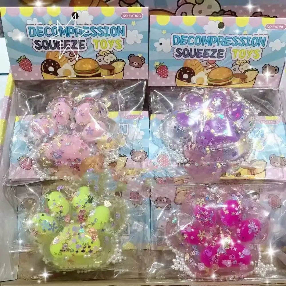 NEW Taba Squishy Cute Bowknot Cat Paw Squeeze Toy Soft Mochi Toy Antistress Pearl Cat Foot Slow Rebound Stress Relief Fidget Toy 5