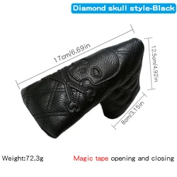 Skull Design Waterproof Golf Wood Cover Set - Premium PU Leather Protector for Driver, Fairway, and Hybrid Clubs (Black Blade Putter)