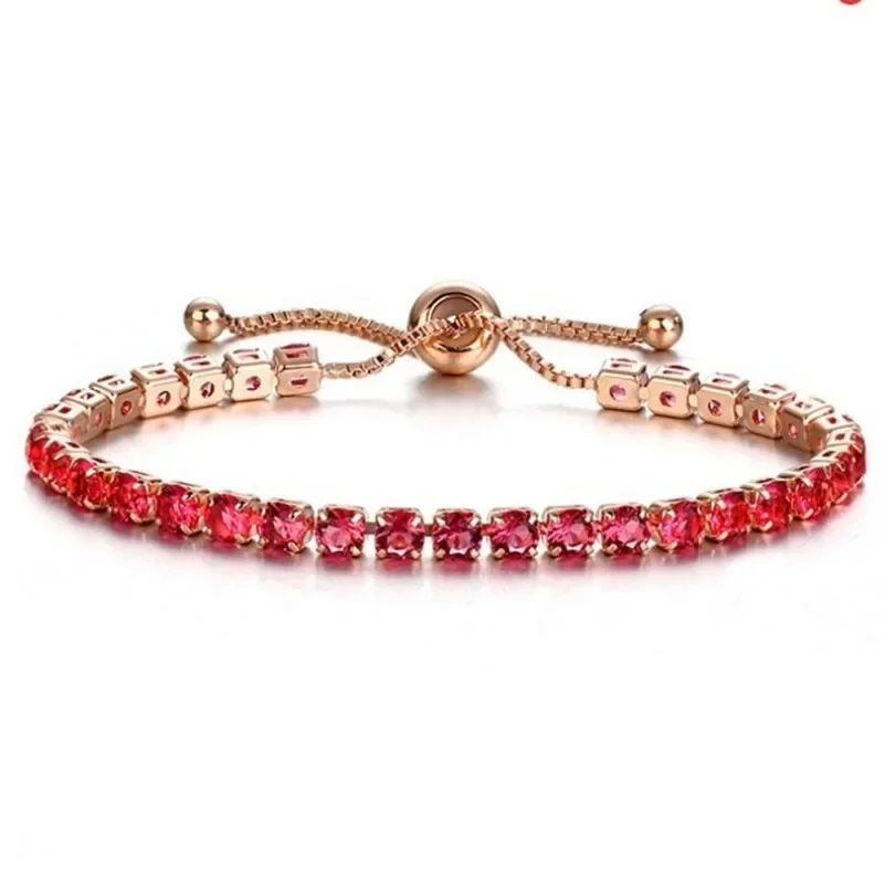 Chain Bracelet Zircon Bracelets Crystal Bracelet Charm Bracelet Silver Bracelet Cubic Zirconia Bracelet Fashion Charm CZ Tennis Bracelet for Women Crystal Zircon Jewelry Adjustable Gold Silver Color Box Chain Bracelets Gift