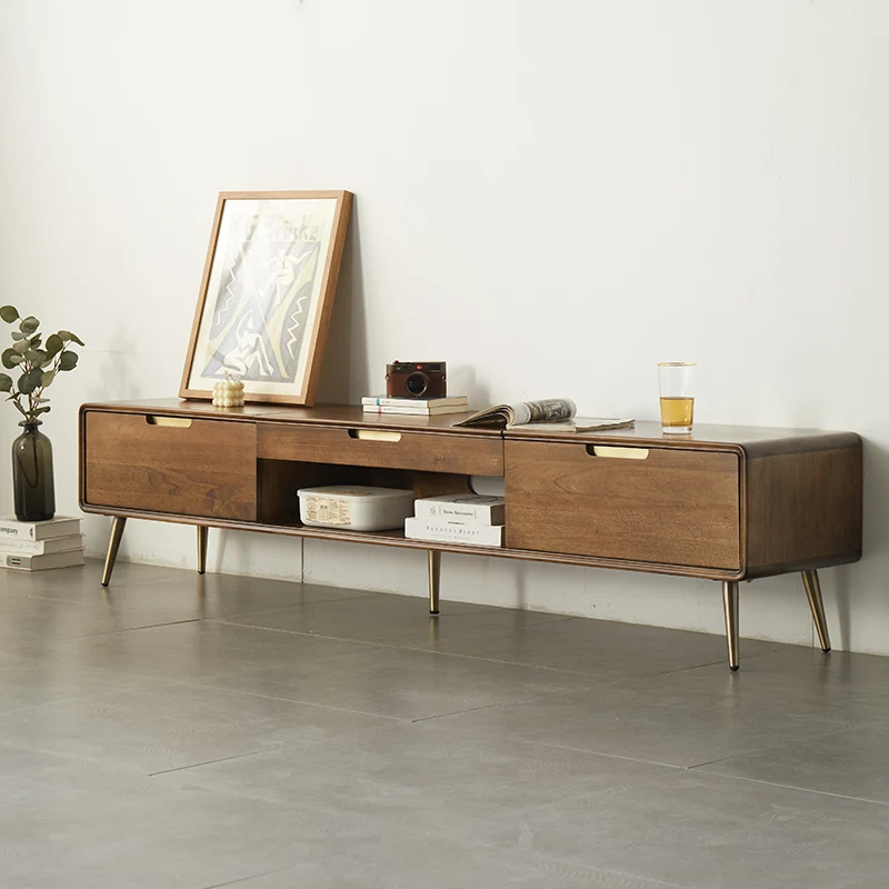 

Laser projector, TV cabinet, all solid wood, 2-meter Nordic light luxury walnut living room
