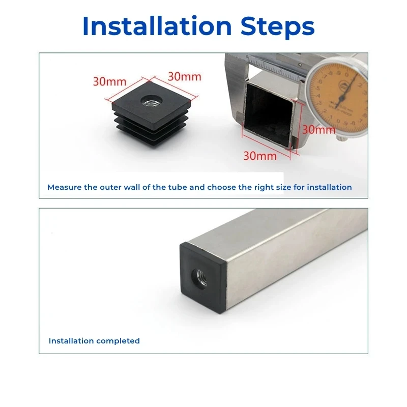 Tappi Per Tubi Quadrati 50mm - 16 Pezzi In PP Grigio Per Gambe Sedie E Mobili, Protezione Pavimenti