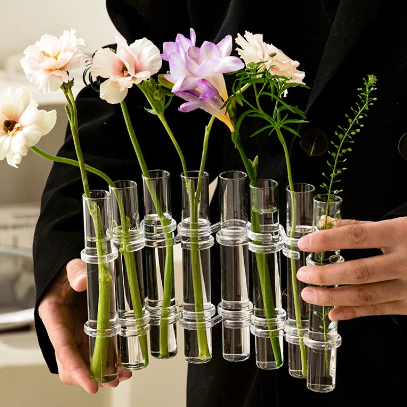 Clear Glass Vase Hinged Flower Vase Hanging Flower Holder