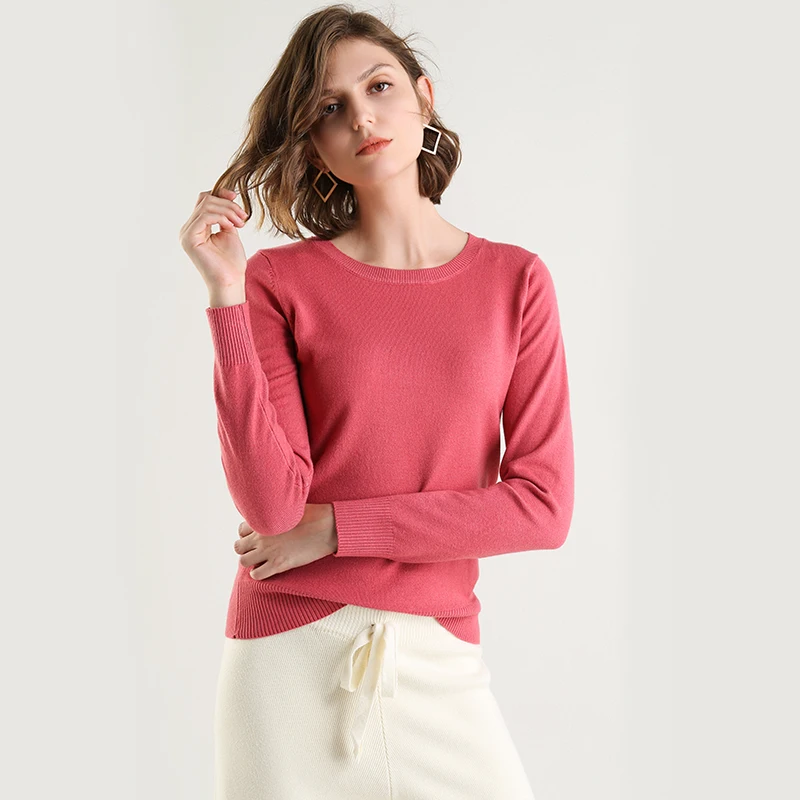 Ultra-fine merino wool ladies knitted O-neck breathable thin short-sleeved T-shirt solid color top 2