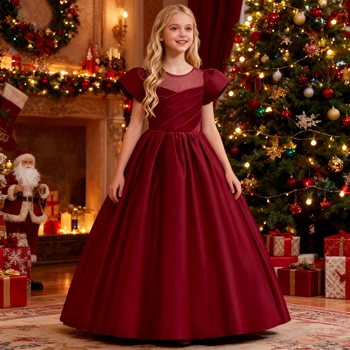 Elegant Bridesmaids Party Girl Dresses Cerenony Baptism Wedding Princess Prom Dress for Girls Pink First Communion Birthday Gown 1