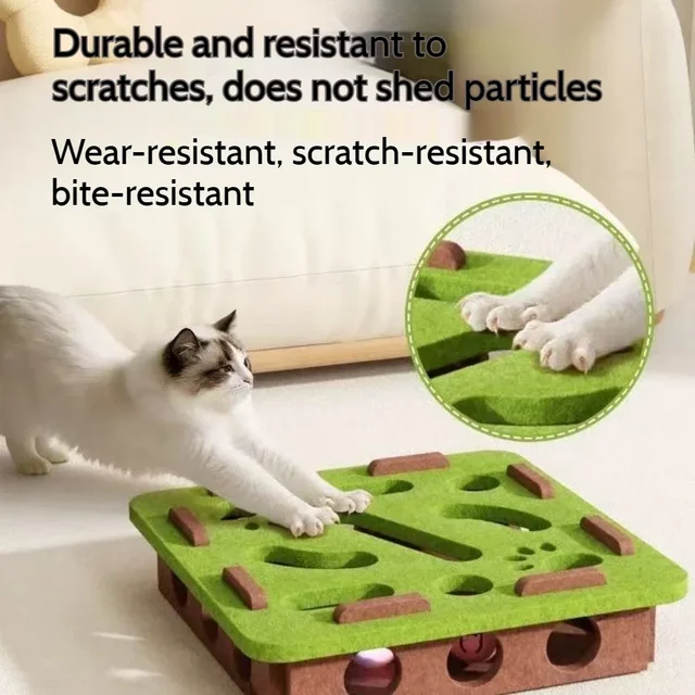 Diy Pet Cat Puzzle Maze Holes Toys Felt Box With Bell Ball Kitten Playing Toys Interactive Funny Combination Set Cat Supplies 3