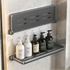1PC Bathroom Storage Rack Foldable Bathroom Vanity Organiser No Hole Hanging Organiser Vanity Organiser Bathroom Organiser Shelf 2