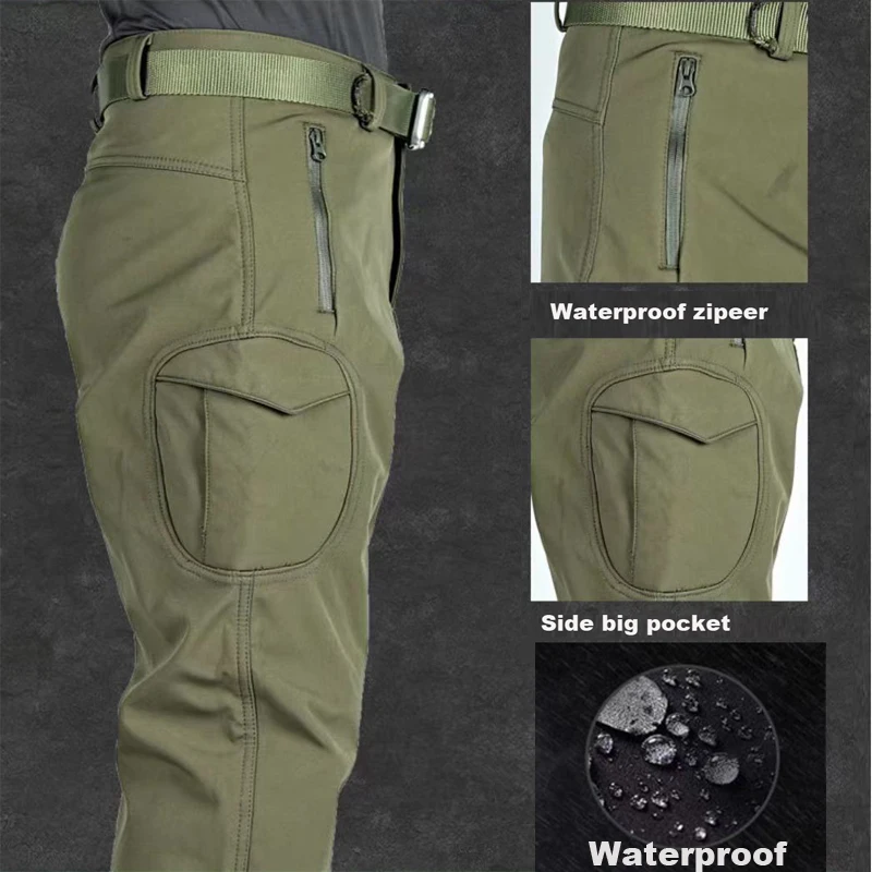 Men\'s Winter Waterproof Suit Hiking Tracksuit Set Softshell Jackets Camping Coat Tactical Pants Fishing Fleece Trousers