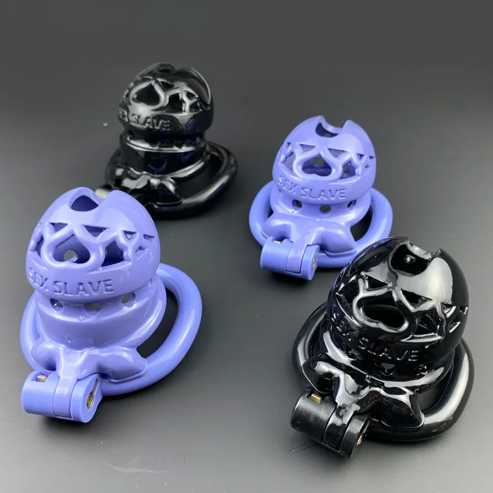 Lightweight 3D Resin Chastity Cage Device with 4 Penis Rings Long Time Wearable Bondage Gear BDSM Anti-cheat Sex Toys for Men
