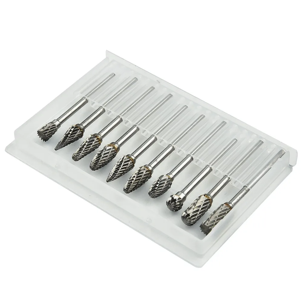 

1/4'' Tungsten Carbide Rotary Drill Bit Burr Die Grinder Compatible Smaller Rotating Tools Double Cut With Storage Box