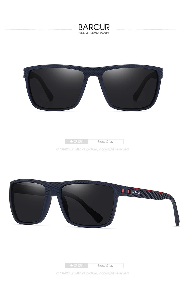 Barcur design tr90 sonnenbrille männer polarisiert leicht gewicht sport sonnen brille frauen brillen zubehör oculos uvab schutz – Detail 16