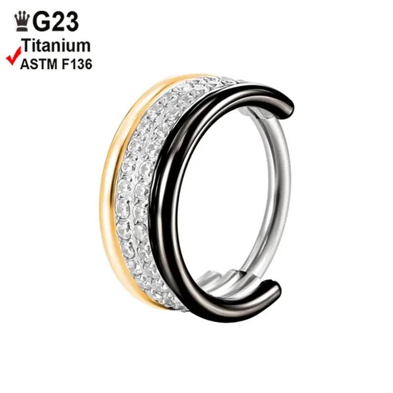 G23 Titanium Septum Clicker Zircon Nose Ring Cartilage Earrings Helix Nose Piercing Tragus Industrial Labret 16G Body Jewelry