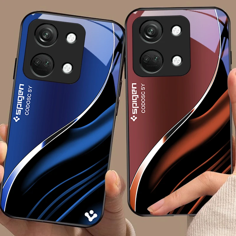 Deep Blue Fashion Hard Shell Tempered Glass Phone Case - Black