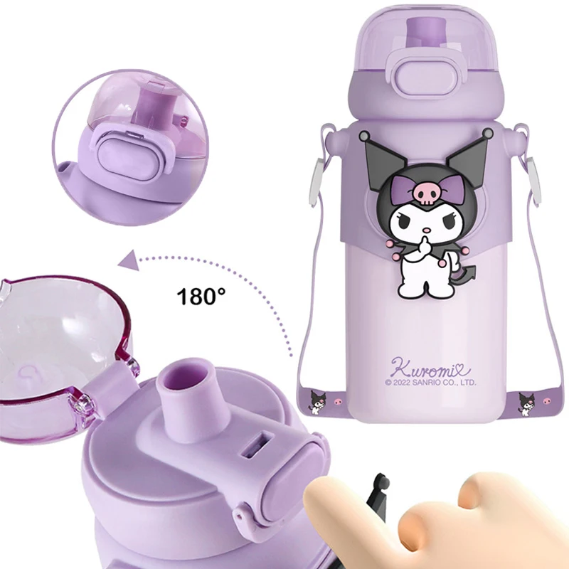 

460 мл Sanrio Cinnamoroll Kuromi Mymelody kawaii мультяшный 316 термос фотокрышка с соломинкой Изолированная бутылка для воды подарки